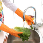 Bamllum Rubber Cleaning Gloves for Kitchen - 4 Pairs Reusable Dishwashing Gloves for Household, Flexible Long-lasting & Waterproof (Medium, Blue+Green+Red+Orange) (Pack of 2)