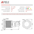 APIELE 16mm Latching Push Button Switch 12V On Off Stainless Steel with LED Angel Eye Head for 0.63" Mounting Hole with Wire Socket Plug Self-Locking(Red)