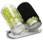 Palksky Sprouting Kit with Stainless Steel Screen Sprouting Lids & Glass Mason Jars & Light-Blocking Sleeves, 2Pack Premium Reusable Sprouts Growing Kit for Organic Broccoli Alfalfa Seeds Bean Sprouts