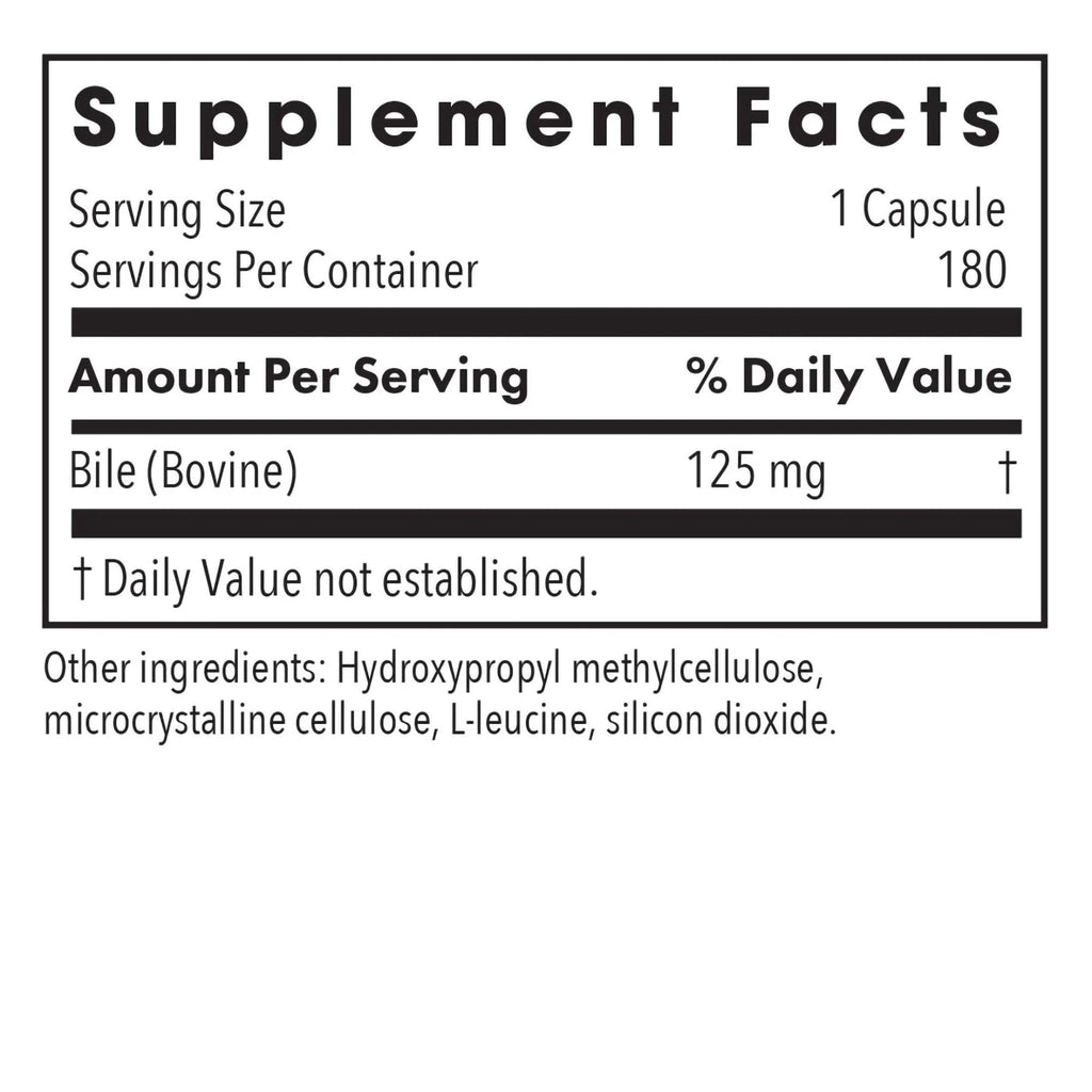 ARG Ox Bile 125 mg – Supports Fat Digestion – Delivers 125 mg Concentrated Bile Salts per Serving – Hypoallergenic & Vegetarian – 180 Servings – 180 Vegicaps