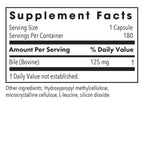 ARG Ox Bile 125 mg – Supports Fat Digestion – Delivers 125 mg Concentrated Bile Salts per Serving – Hypoallergenic & Vegetarian – 180 Servings – 180 Vegicaps