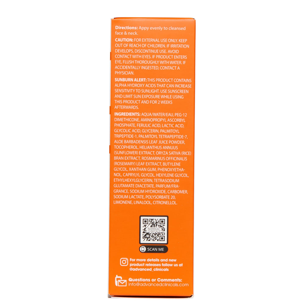 Advanced Clinicals Brightening Vitamin C Serum For Face With Glycolic Acid + Lactic Acid | Vitamin C Eye Serum Face Moisturizer For Improving Look Of Dark Spots & Uneven Complexion, 2-Pack