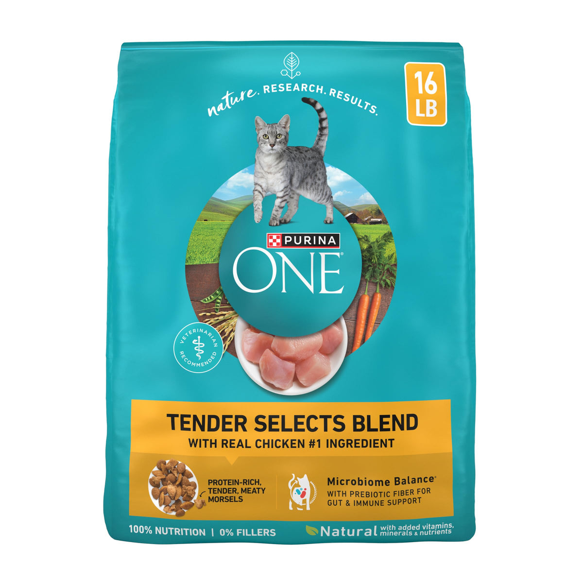 Purina ONE Tender Selects Dry Cat Food, Chicken, 16 lb Bag