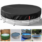 VniYors 12 Ft Round Pool Cover, Heavy-Duty Waterproof Dustproof Solar Pool Cover for Above Ground Pools, Hot Tub Cover with Drawstring and Ground Nails, Black