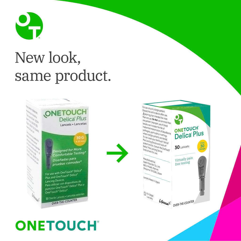 OneTouch Delica Plus Lancets - 180 Count - 30-Gauge Lancets for Blood Sugar Testing - Virtually Pain-Free - Single-Use for Glucose Monitoring & Diabetes Supplies - 30 Count/Pack (6 Pack)