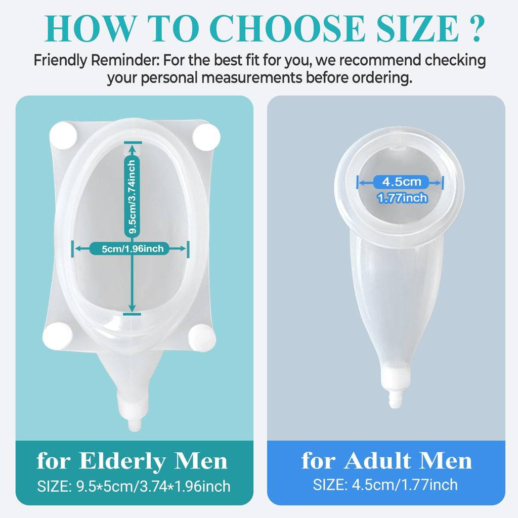 Urine Collection Bag Condom Catheters for Men Reusable Portable Wearable Urinary Drainage with 2 Urine Catheter Bag System (Blue-Elderly Men)