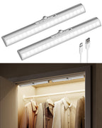 EZVALO 13-inch Motion Sensor Closet Lights, 1800mAh Rechargeable Battery Lights with Rotatable Sensor, Glare-Free, 3 Color Temps & Dimmable Cabinet Lights for Closet, Pantry, Wardrobe - 2 Pack