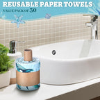 FuWeave 30 Pack Reusable Toilet Paper Washable Soft Bidet Towels Bulk Gifts Paperless Rolls Flannel Cotton 12'' x 4.3" Family Cloth Wipes Bathroom Napkins with Cardboard (Sea)