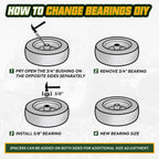 QILINGLORY 4.10/3.50-4 Flat Free Tire and Wheel, 10" Solid Tire with 5/8" bearing bore, Replacement for Gorilla Cart,Hand Truck, Dolly, Wheelbarrow, 500 lbs Load Capacity (10 Inch, 2-Pack)