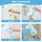 Senowi 40 Count 360° Heavy Duty Duster Refills Compatible with Swiffer, Large Size-Extra Thick Disposable Electrostatic Duster Refill with 1 Short Handle for Furniture, Blinds, Ceiling Fans