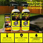 GrandAutocts Flat Top Grill Cleaner Kit， Grill & Griddle Cleaner - Non-Toxic Food Safe & Non-Caustic Formula, Removes Burnt-On Grease/Carbon (2 Pcs + Cleaning Tools)