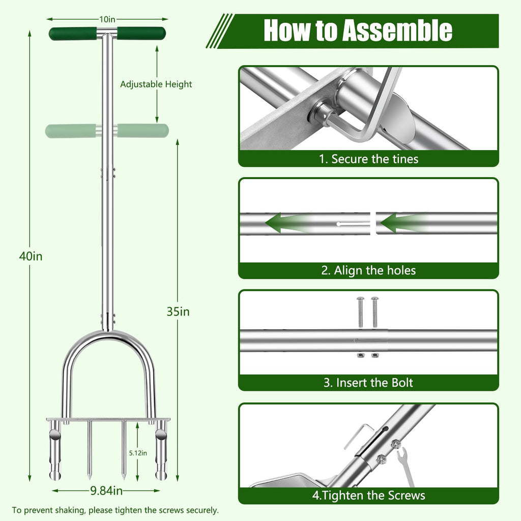 Bigwish Manual Lawn Core Aerator Tool, Stainless Steel Plug Aerator