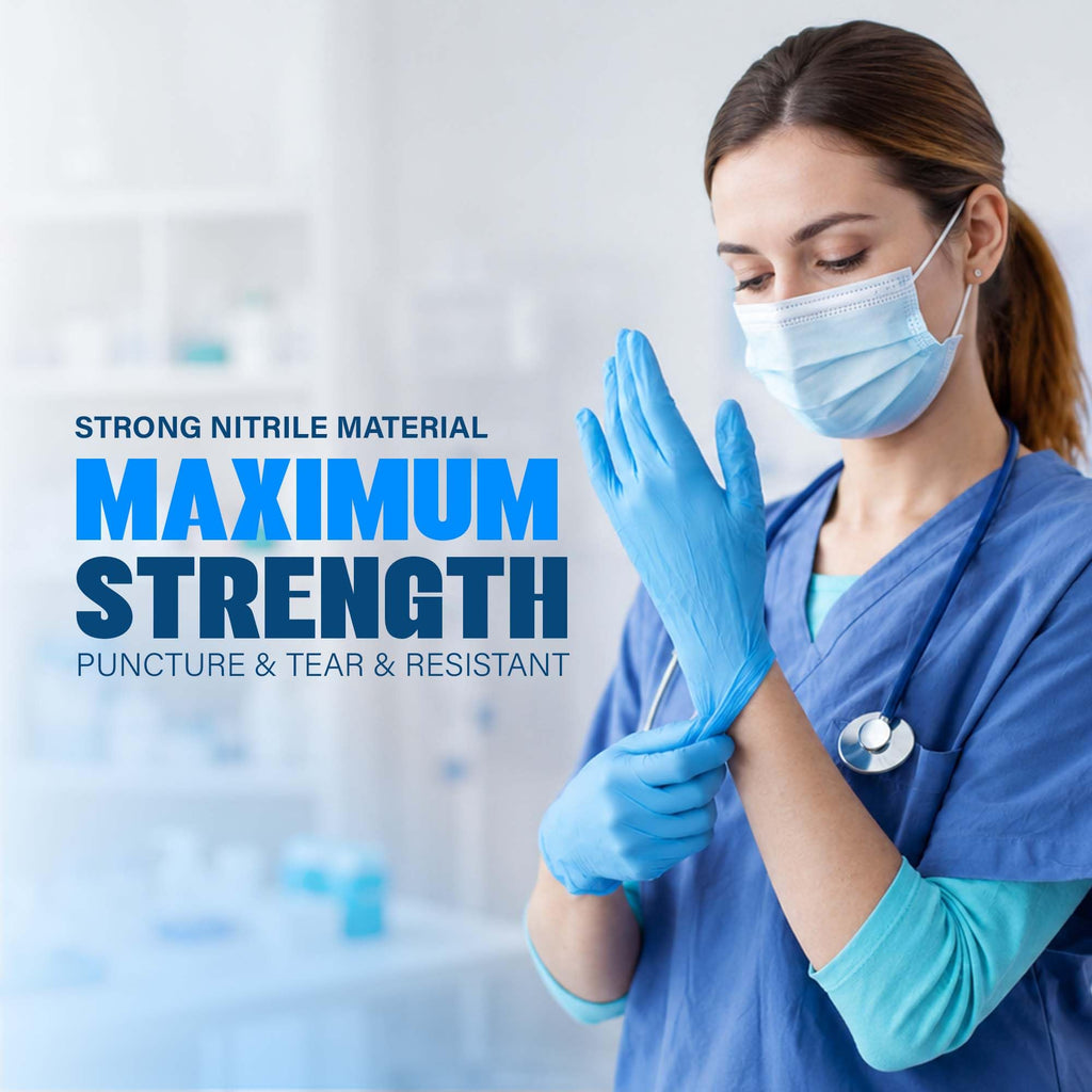 London Labs Heavy Duty 6 Mil Blue Nitrile Gloves Disposable Latex & Powder Free -Extra Stretchy Fentanyl Safe |Medical,First Aid Kit,EMT|Food Safe Rubber Gloves for Cooking & Cleaning|Bulk Pack (1000)