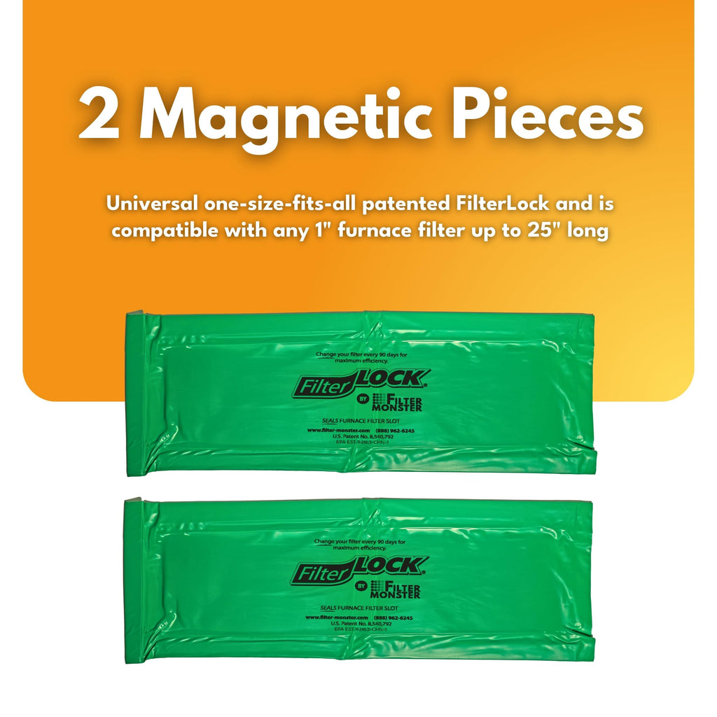AllergyZone FilterLock Furnace Filter Slot Seal – Magnetic Seal Cover for Any 1” Furnace Filter, Up To 25” Long, Reduce HVAC Air Leaks, Green