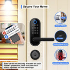 Bluetooth Fingerprint Smart Lock with Handle & Keypad – Fits Most US Doors, DIY Install, Keyless Entry: Code, FOB, Auto-Lock. Ideal for Home, Airbnb, Rental, Kids, Seniors. Alexa & Google Compatible