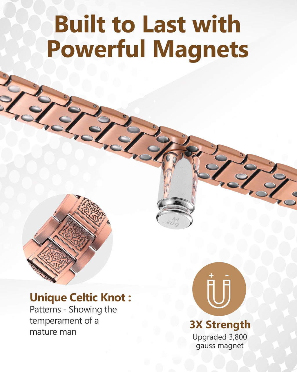 Feraco Copper Bracelet for Men Magnetic Therapy Bracelet Jewelry