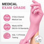 Schneider Medical Nitrile Exam Gloves, Powder & Latex Free, Pink 100 Ct