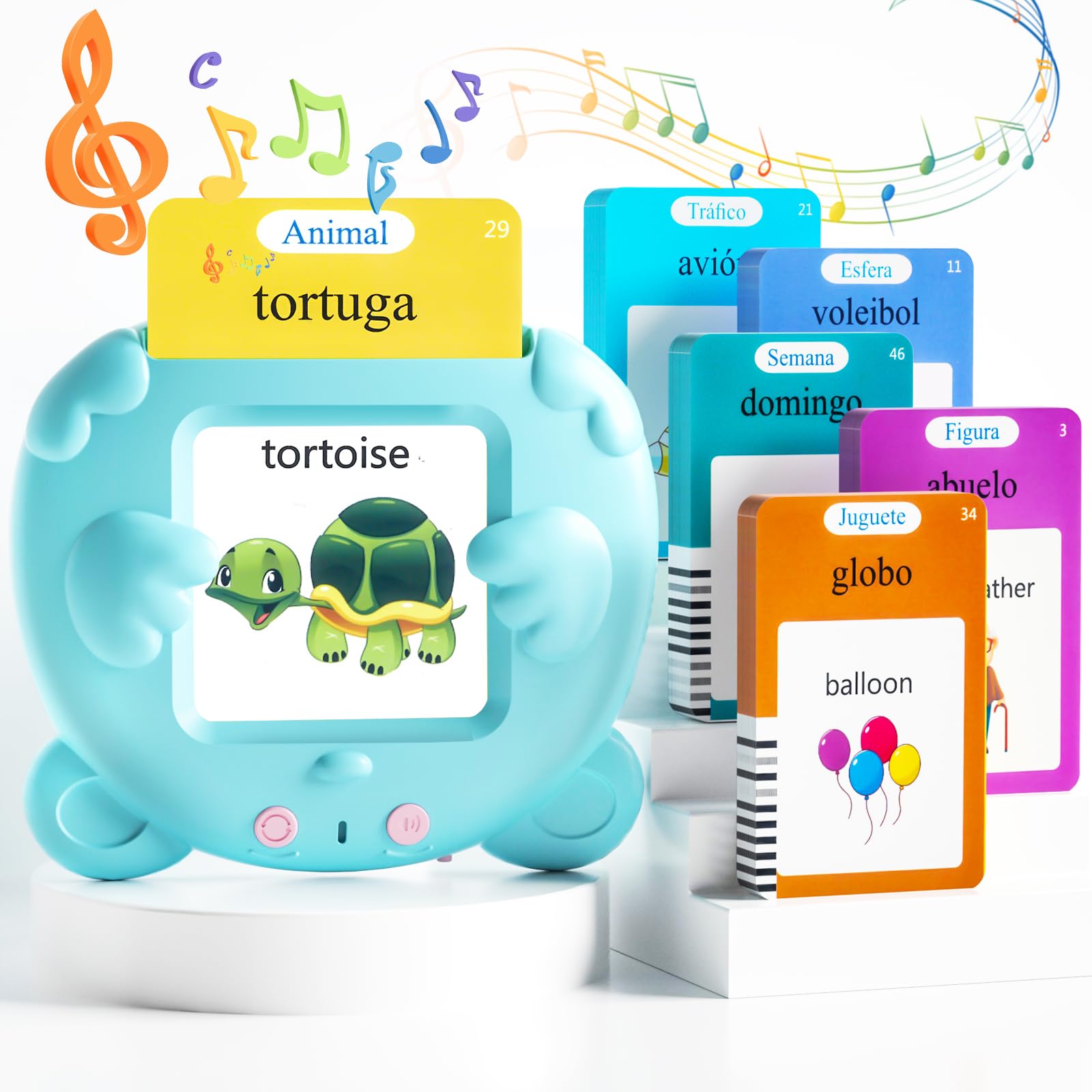 Spanish & English Talking Flash Cards for Toddlers, 510 Sight Words Bilingual Learning Toys for Children, Autism Pocket Speech Therapy Toys, Español Vocabulary Educational Flashcards