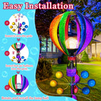 72 in Large Wind Spinners Outdoor, Solar Hot Air Balloon Wind Sculpture