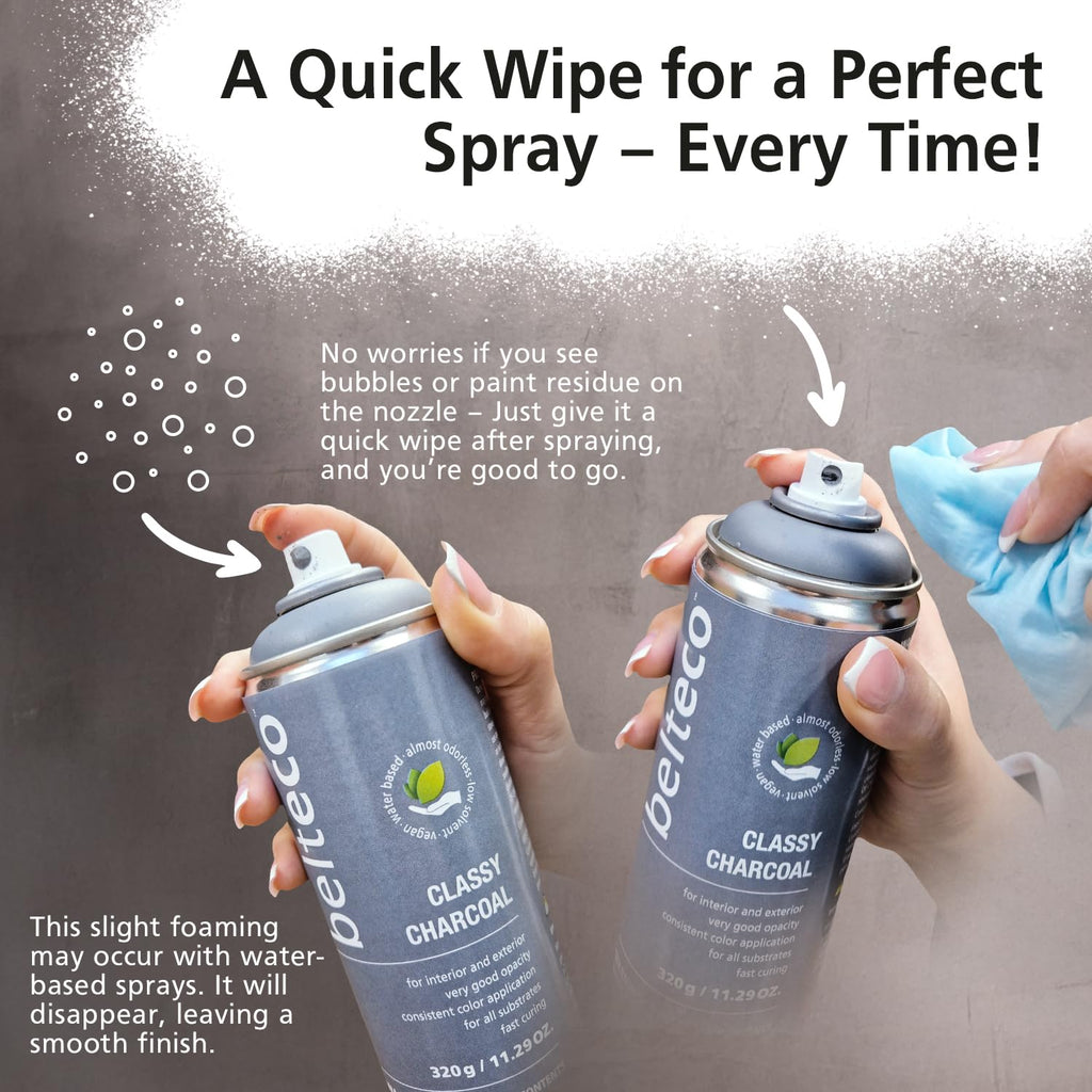 BELTECO Cotton White Spray Paint Matte | Water-Based & Odorless | Eco-Friendly & Vegan | Weather & UV-Resistant | Fast-Drying & High-Coverage | For Indoor/Outdoor Use | Spray Paint White