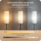 64.4” Slim Floor Lamp for Living Room with Magnetic Remote and Foot Switch, Dimmable Standing Tall Lamp Mood for Bedroom Nursery, 3 Color Temperatures, 1-Hour Timer,900LM Bulb Included,Beige E06LD05W1