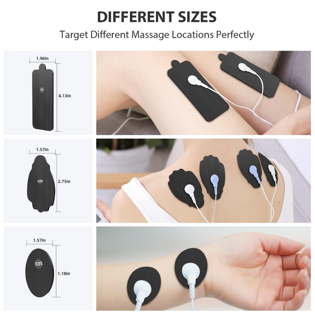 TENS Unit Electrode Pads NURSAL 20 Pack 3.5mm Snap EMS Replacement Pads for Electrotherapy Reuse More Than 30 Times, Compatible with MEDVICE,Belifu TENS Machine