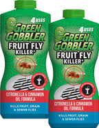 Green Gobbler Fruit Fly Killer+ - Kills Fruit Flies, Drain Flies & Sewer Flies, Gel Treatment for Use in Sinks & Pipes - Safe for Septic Systems, 32oz - Up to 8 USES (2 Pack)