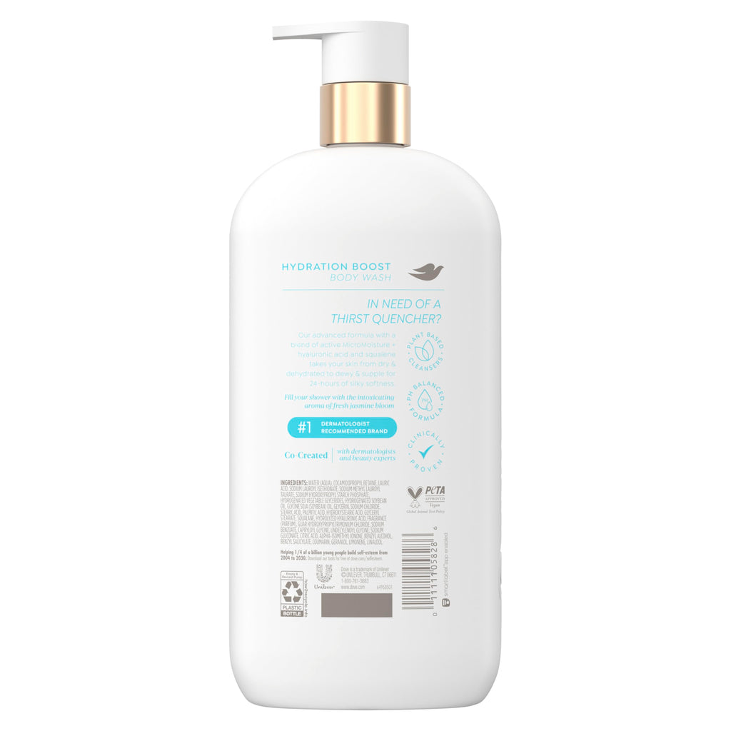 Dove Body Wash Hydration Boost Actively drenches dry skin 6% hydration serum with hyaluronic 30 Fl Oz