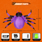 COMIN 9FT Halloween Inflatables Decorations Purple Spider Yard LEDs Decor