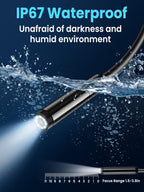 Vorth Endoscope Camera with Light, 4.3" IPS Screen 1080P Borescope with 8 LED Lights, Semi-Rigid Cable Snake Camera, IP67 Waterproof Sewer Inspection Men Tool - 16.5FT-Single Lens