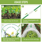 60PCS Garden Hoops for Raised Beds, 8FT Rust-Free Fiberglass Greenhouse Hoops, DIY Frame Stake to Create Grow Tunnels, Plant Support Row Covers & Garden Netting, 40Pcs Clips