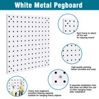 Daanxw 4 Pack Steel Peg Board,Universal 1/8 and 1/4 Pegboard Accessories,Ideal for Garage Tool Storage, Office Organization, Craft Room, Kitchen etc. (White, 4-12X12)
