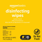 Amazon Basics Disinfecting Wipes, Lemon & Fresh Scent, Sanitizes/Cleans/Disinfects/Deodorizes, 1020 Count (12 Packs of 85)