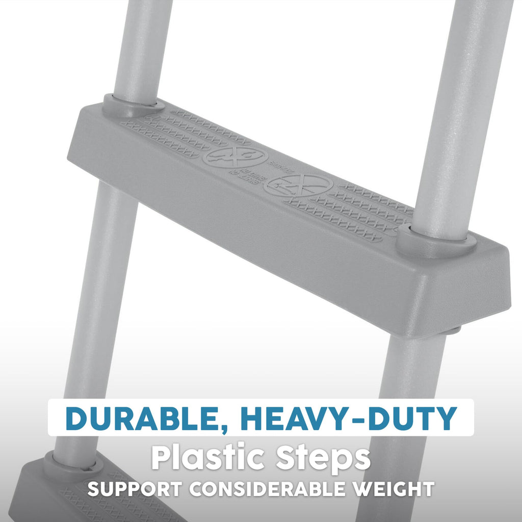 Bestway Above Ground Pool Ladder for Swimming Pools 42" or 48" Tall, Metal Frame Step Ladder with Plastic Steps for Pool Entry and Exit