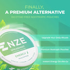 NZE Caffeine Nootropic Pouches (Spearmint) - Energy Pouches with 50mg Caffeine, Alpha GPC, L-Tyrosine & L-Theanine with No Sugar or Artificial Sweeteners - 15 Pouches Per Can - 5 Pack