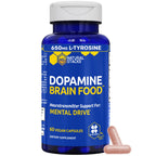 NATURAL STACKS Dopamine Brain Food - 650mg L-Tyrosine Supplement - Dopamine Supplement for Focus & Mental Drive - Supports Mental Energy - Neurotransmitter Support with B Vitamins - 60 Capsules