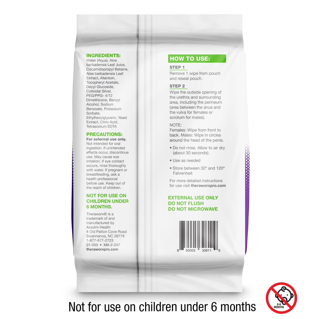 Theraworx Protect 60-Count Cleansing Wipes To Help Support A Healthy Urinary System
