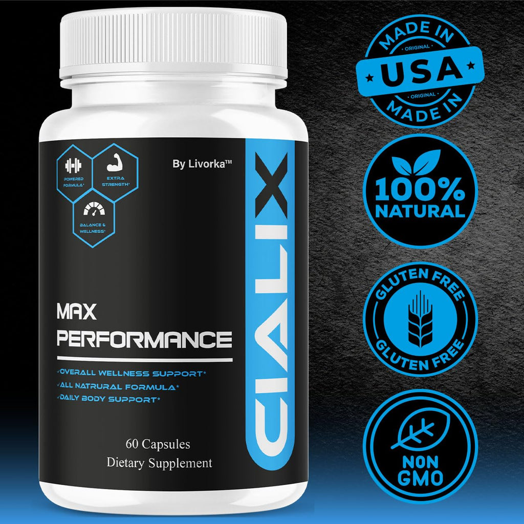 Cialix Pills for Men, Official Cialix Premium Advanced Formula Supplement Capsules - Maximum Strength, Natural Cialix Vitamin Support for Overall Health & Wellness, 60 Capsules for 1 Month