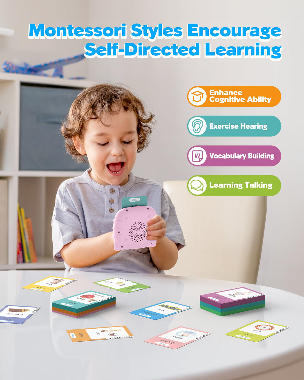 Bilingual Pink Spanish and English Talking Flash Cards, Pocket Speech Therapy Tools with 512 Words, Montessori Language Learning and Autism Aids, Children's Sensory Learning Kits, Birthday Present