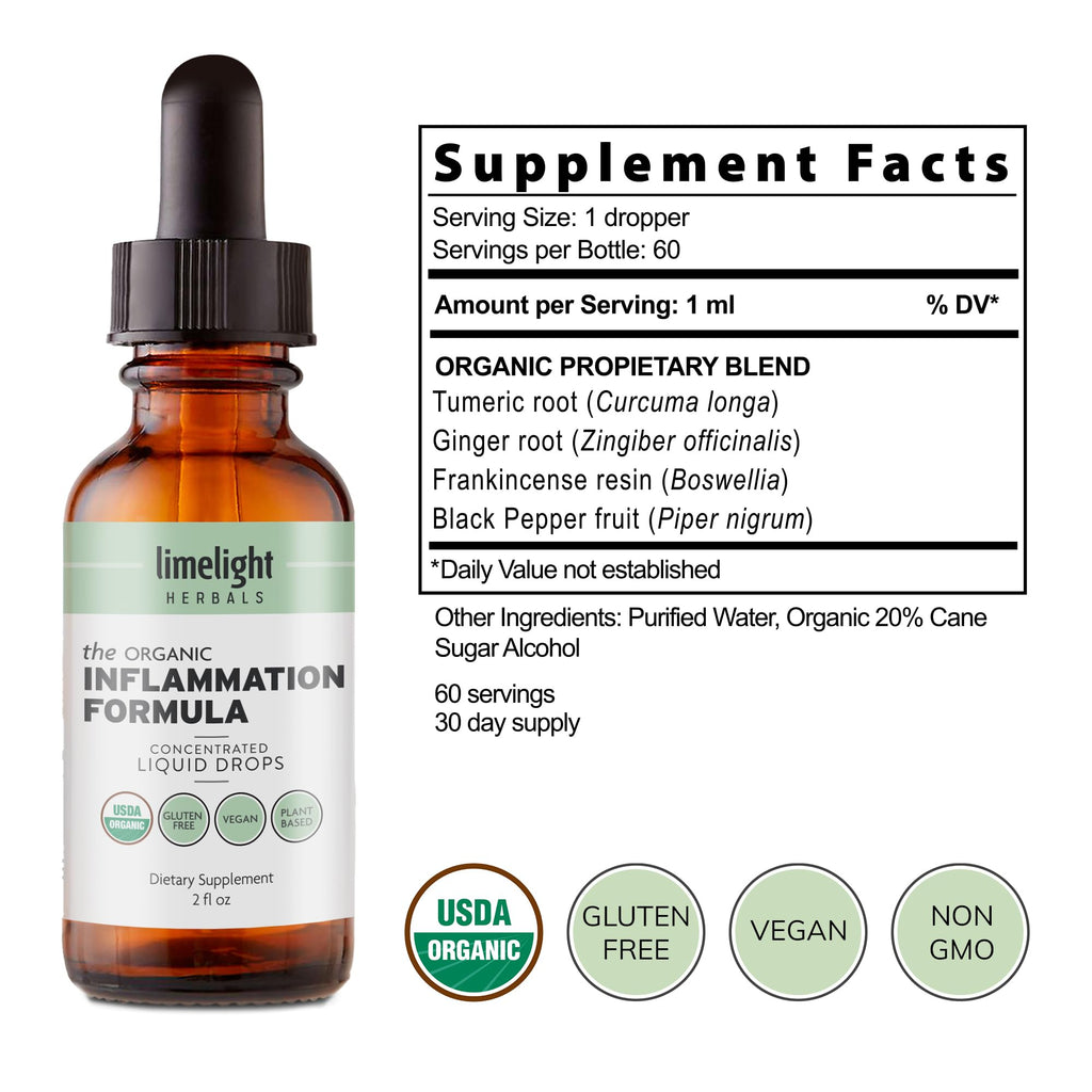 Organic Inflammation Formula Advanced Liquid Drops – Turmeric, Ginger, Boswellia & Black Pepper – Whole-Body Wellness & Inflammatory Support, Joint & Mobility Support – Vegan, Non-GMO – 60 Servings
