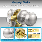 Vesmikit 5 Pack Brushed Nickel Door Knob, Round Interior Door Knobs for Hallway Closet, Non-Locking Passage Door Knobs, Keyless Door Handles for Left/Right Handle Doors