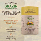 GRAZIN HEALTH Fish Eggs Capsules – 3000mg Per Serving | Omega-3, DHA & EPA Rich Fish Roe Supplement with Essential Fatty Acids for Heart, Brain, Immune & Daily Nutrition Support – 30 Servings