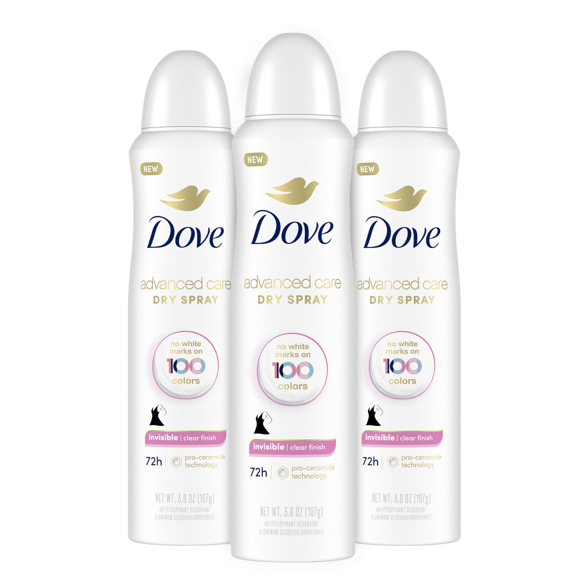 Dove Invisible Antiperspirant Dry Spray Clear Finish 3PK 3.8 oz