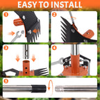 HRADHOL Weed Puller Tool with Long Handle, 60" Manual Weed Remover Tool, 2-in-1 Weeder Rake and Hoe Garden Tool, Uprooting Weeding Tool for Yard, Lawn, Patio, Garden