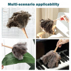 Ostrich Feather Duster for Cleaning-Furniture Dusters with Handle Ddzmz Hand Duster with Fluffy Natural Genuine Feather Reusable Household Duster, Gray and Brown(Length 16")