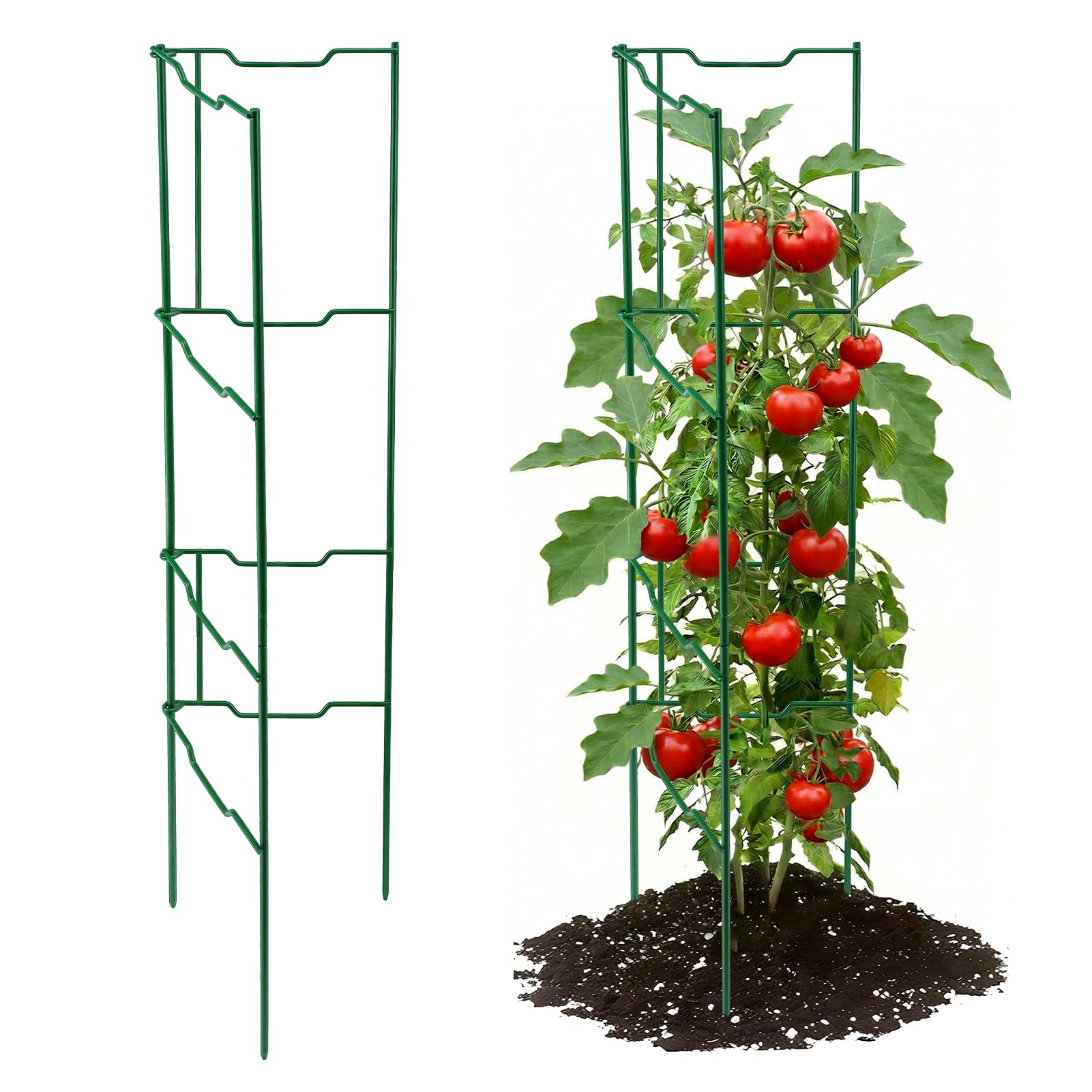 ComfyKit 2 Pack 32 Inch Stacking Tomato Ladders, V-Shape Garden Trellis
