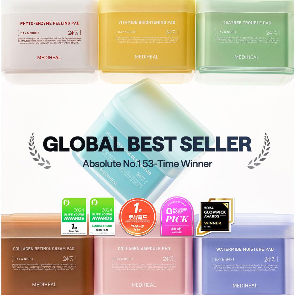 MEDIHEAL Madecassoside Blemish Pad - Square Cotton Facial Toner Pads with Centella Asiatica & Madecassoside – Anti Blemish to Improve Uneven Skin Tone - Vegan Face Gauze Pads, 100