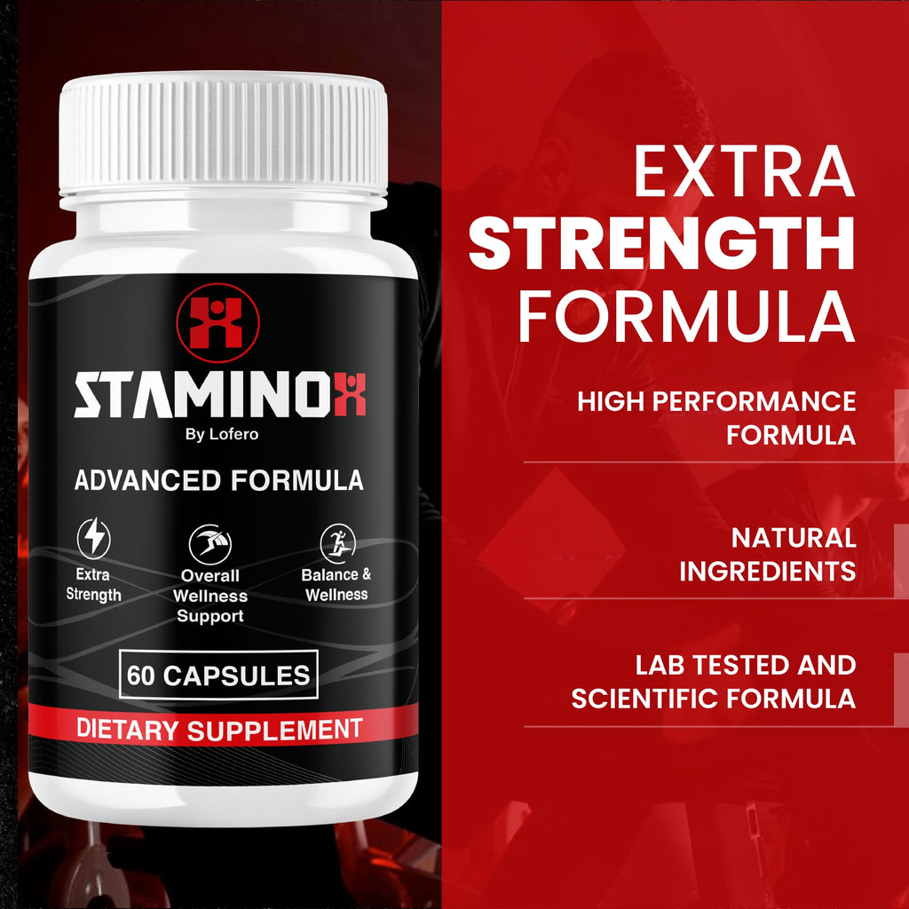 Staminox Pills Official Staminox Supplement Advanced Strength Formula for Overall Health and Wellness Support, Multivitamin Maximum Strength with Natural Herbal Ingredients, Made in USA (60 Capsules)
