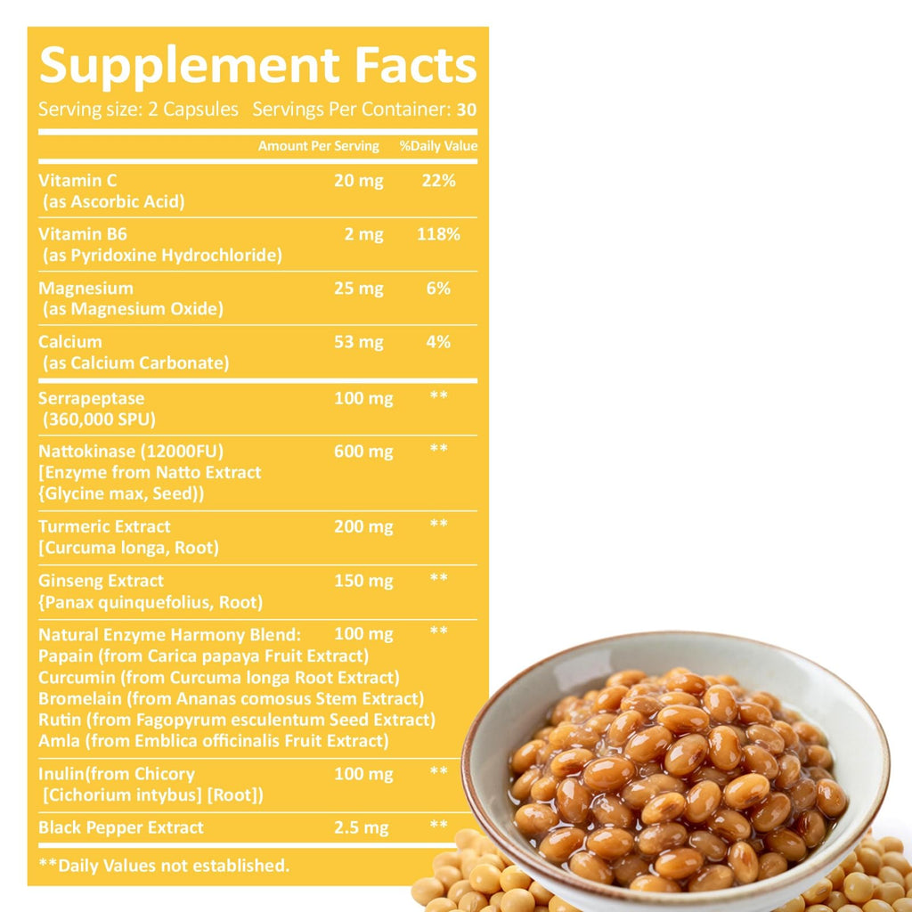 KUAFLY Nattokinase Supplement 12000FU -Organic nattokinase 600mg for Circulatory Wellness,Premium Heart Health Support - Vegan & Gluten Free- 120 Capsules