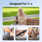 HEALTHBAZAAR Walking Cane for Men & Women with LED Light - Self Standing Pivot Cane, Adjustable, Lightweight, Folding Walking Sticks for Seniors & Adults with Wrist Strap, Travel Bag